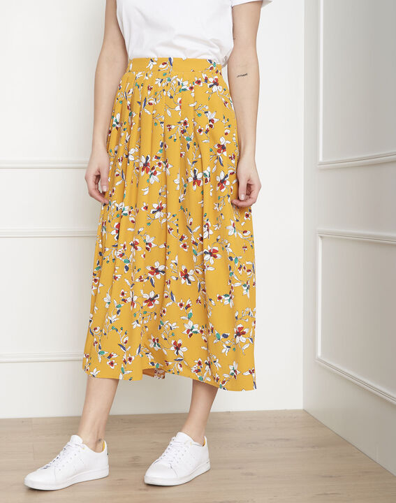 Jupe jaune imprimé fleuri Selma | 1-2-3 Jupe jaune imprimé fleuri Selma PhotoZ | 1-2-3