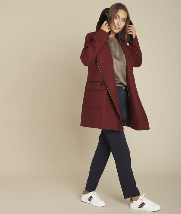 Manteau en laine grenat Oryane | 1-2-3 Manteau en laine grenat Oryane PhotoZ | 1-2-3