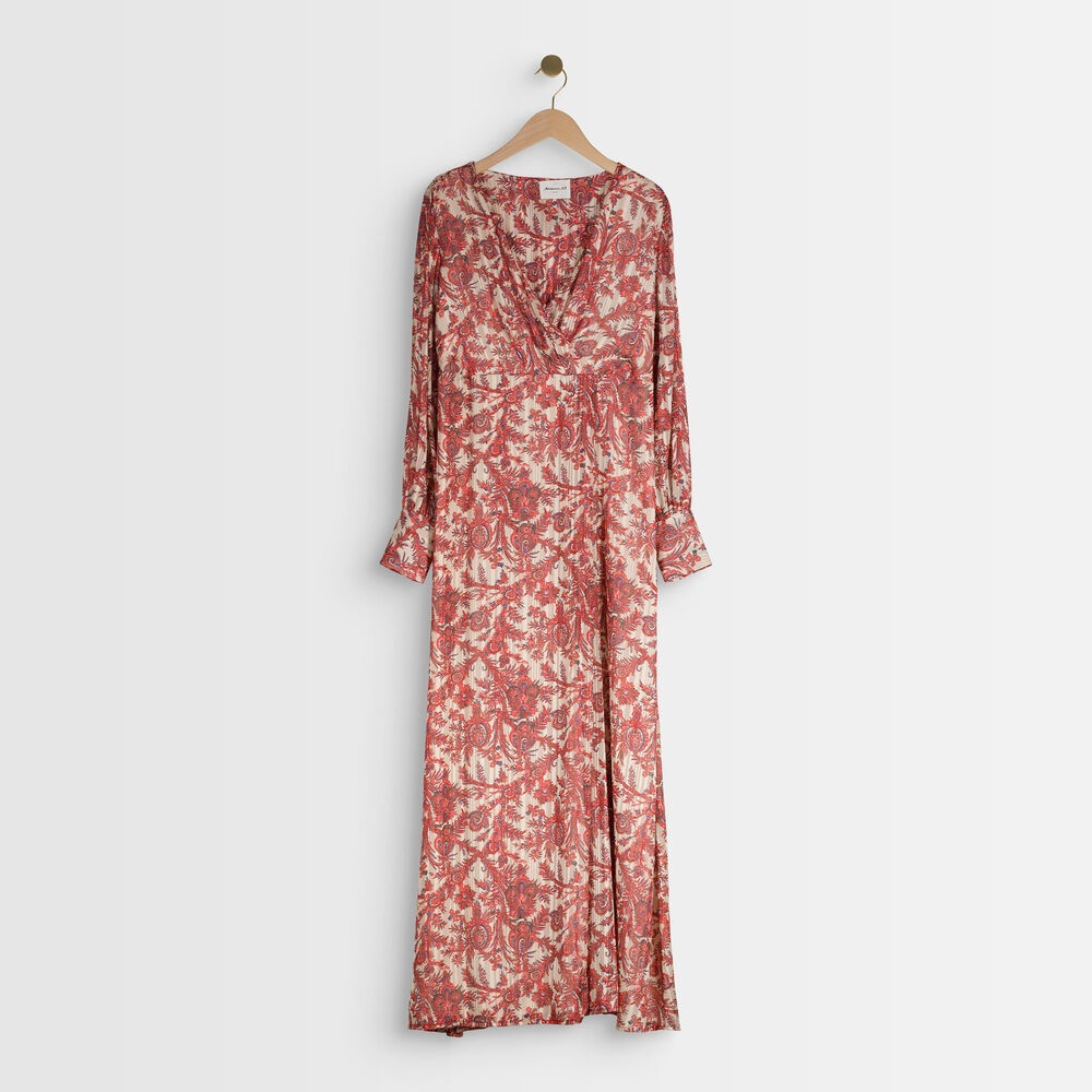 Robe longue imprimée bohème cathel rouge.