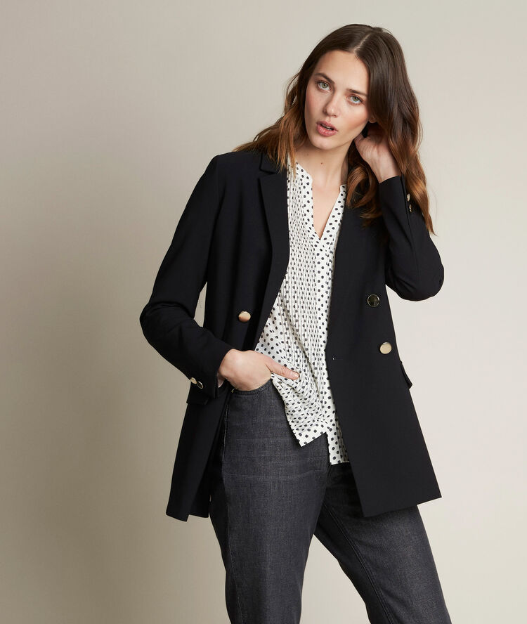 Blouse met stippenprint emel ecru.