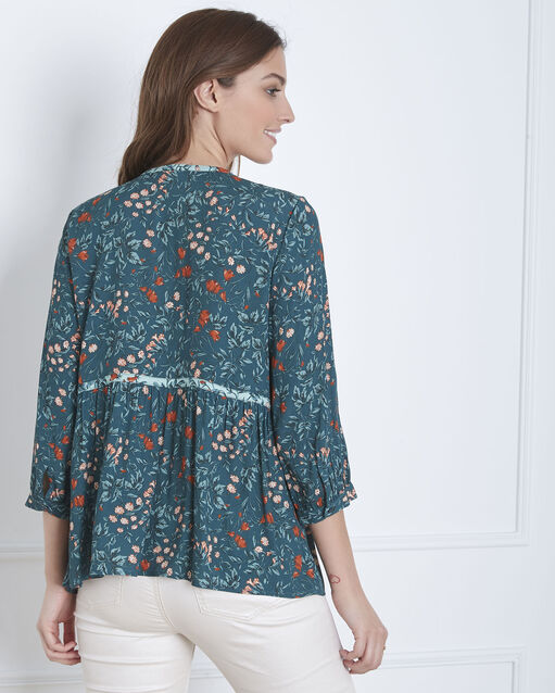 Blouse verte imprimé fleuri vinter canard.