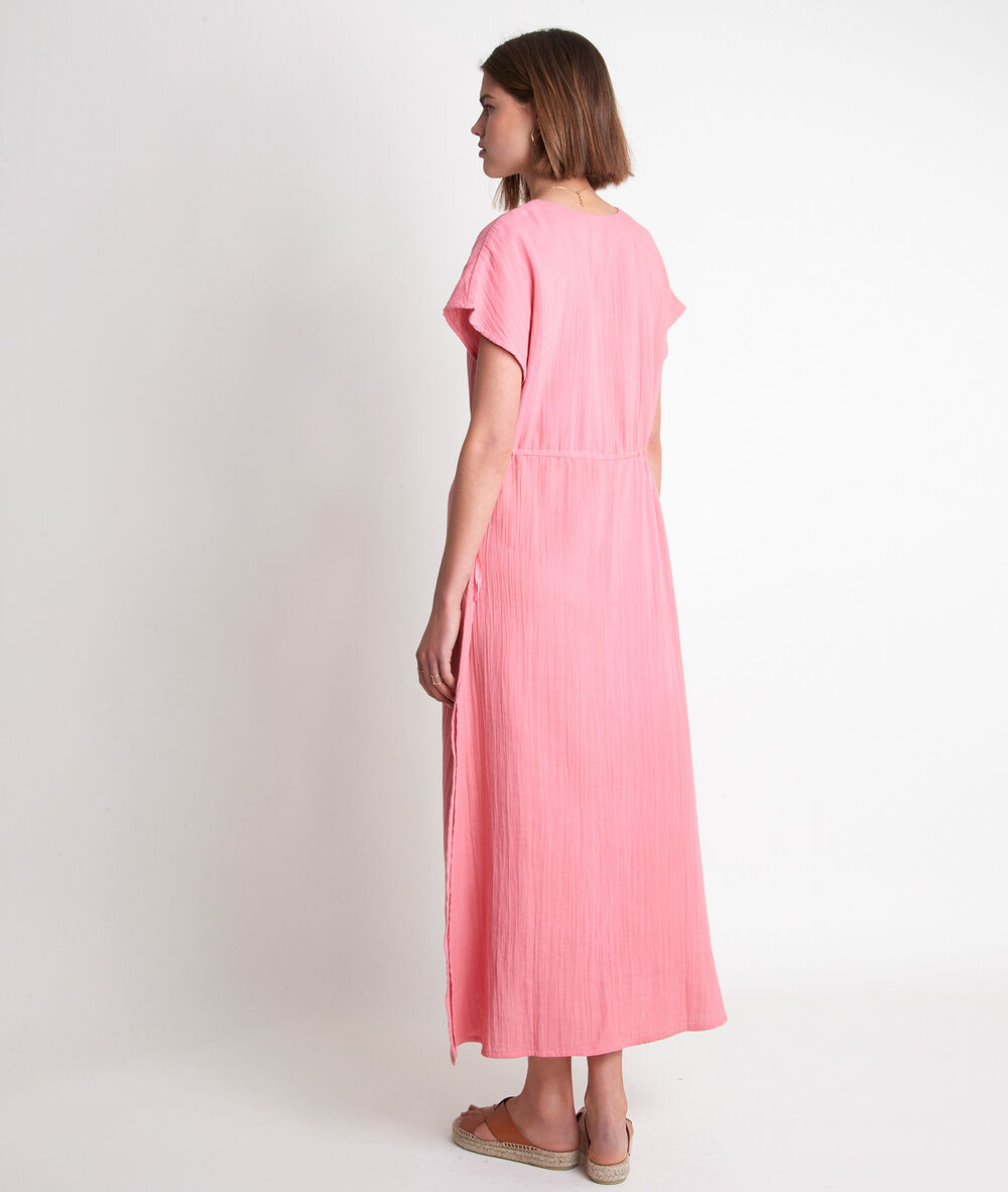 Robe longue en coton fraise latimissi fraise.