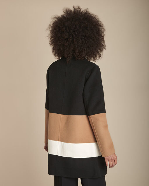 Manteau double face colorblock tiffaine beige.