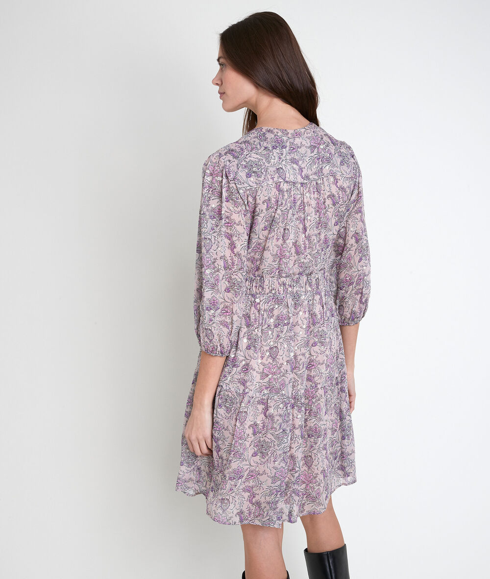 Robe mauve imprimée minette mauve.