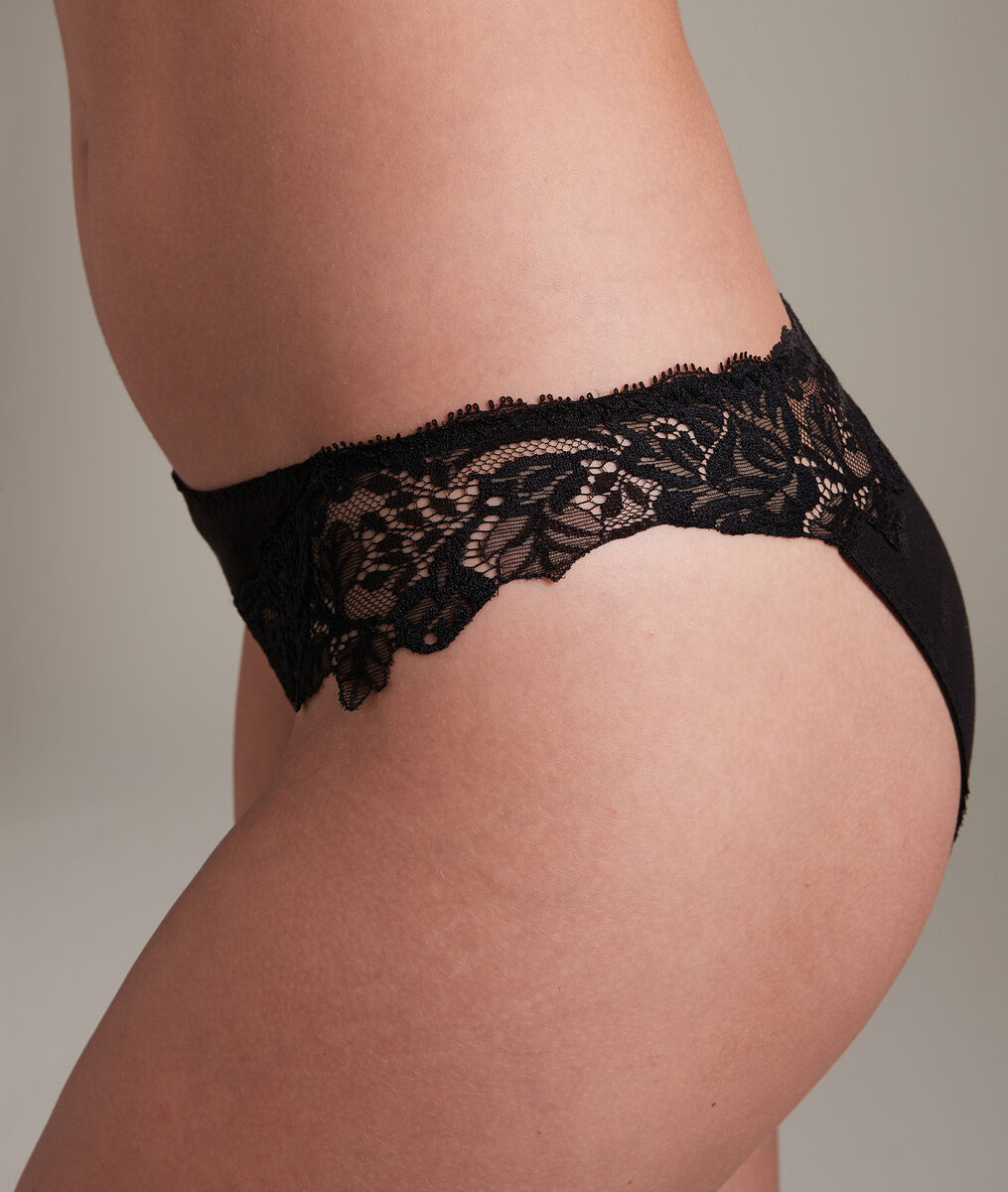 Culotte en tulle coton et dentelle française noire Jeanne | 1-2-3 Culotte en tulle coton et dentelle française noire Jeanne PhotoZ | 1-2-3