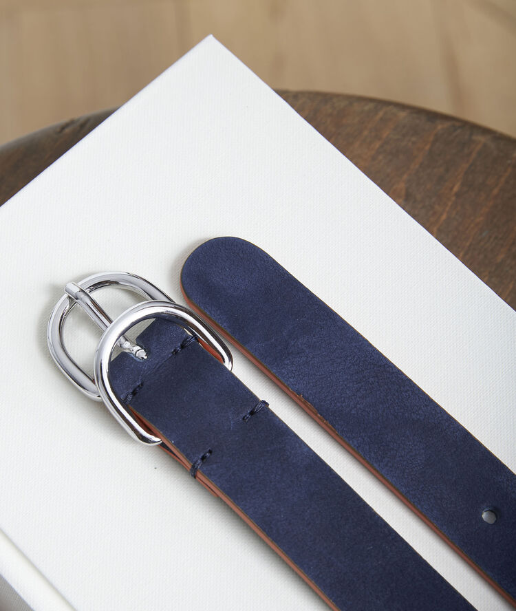 Marineblauwe leren riem quorentin marine.