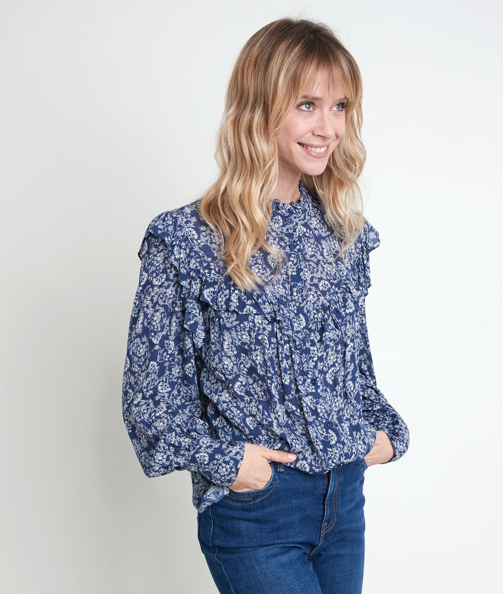 Blouse marine imprimée Themis | 1-2-3 Blouse marine imprimée Themis PhotoZ | 1-2-3
