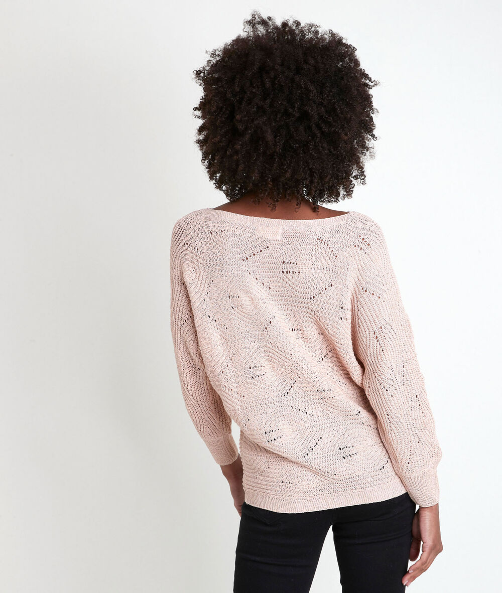 Pull ajouré rose amy peche.