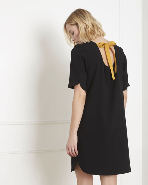 Robe noire crêpe noeud gros grain liesse noir.