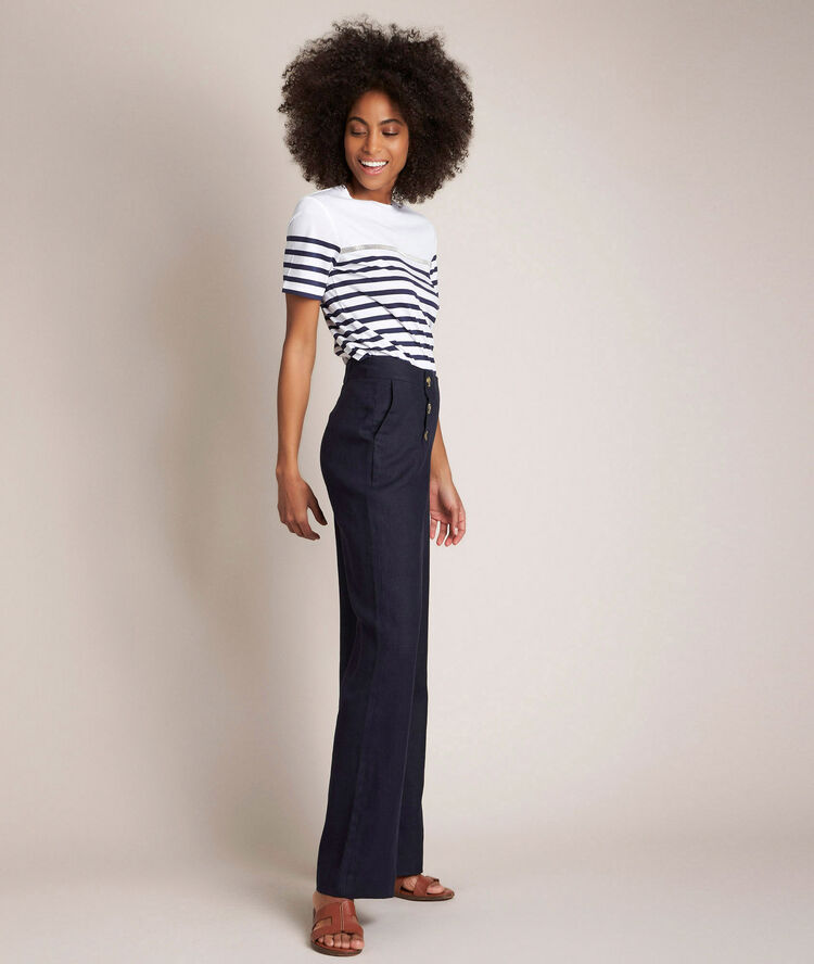 Tee-shirt ray&eacute; marine raphael violet.