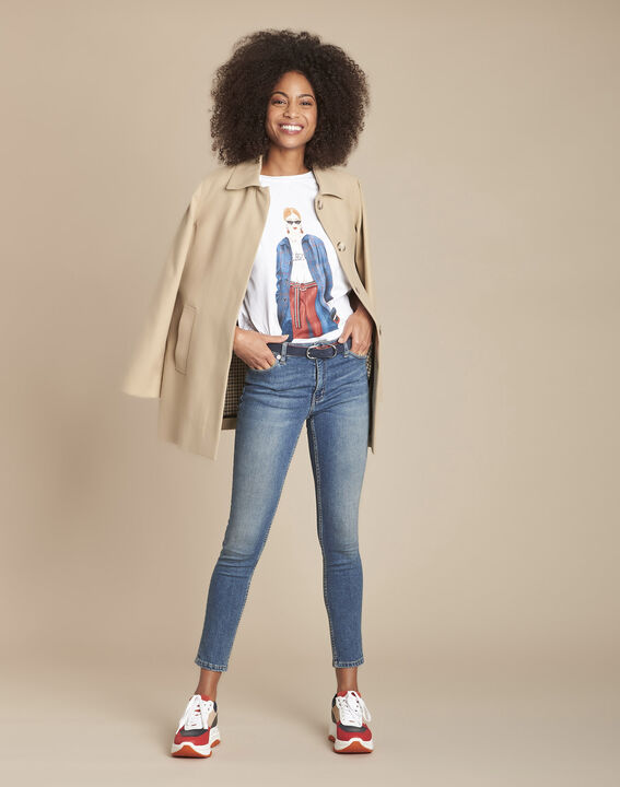 Tee-shirt blanc sérigraphié coton biologique Clarisse | 1-2-3 Tee-shirt blanc sérigraphié coton biologique Clarisse PhotoZ | 1-2-3