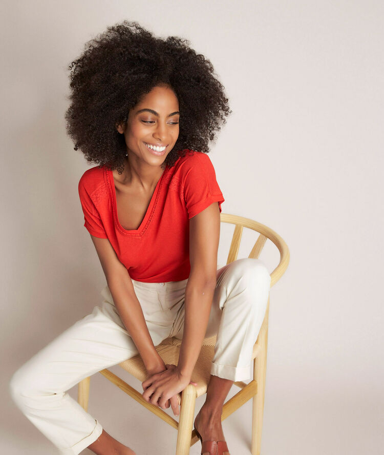 Tee-shirt rouge rosalie coquelicot.