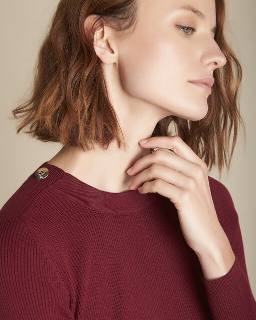 Gerippter Pullover granatrot Fortiche (2) - Maison 123