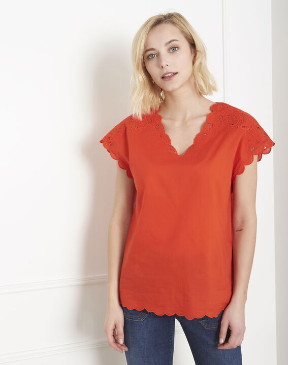 Blouse rouge brodée Volage | 1-2-3 Blouse rouge brodée Volage PhotoZ | 1-2-3