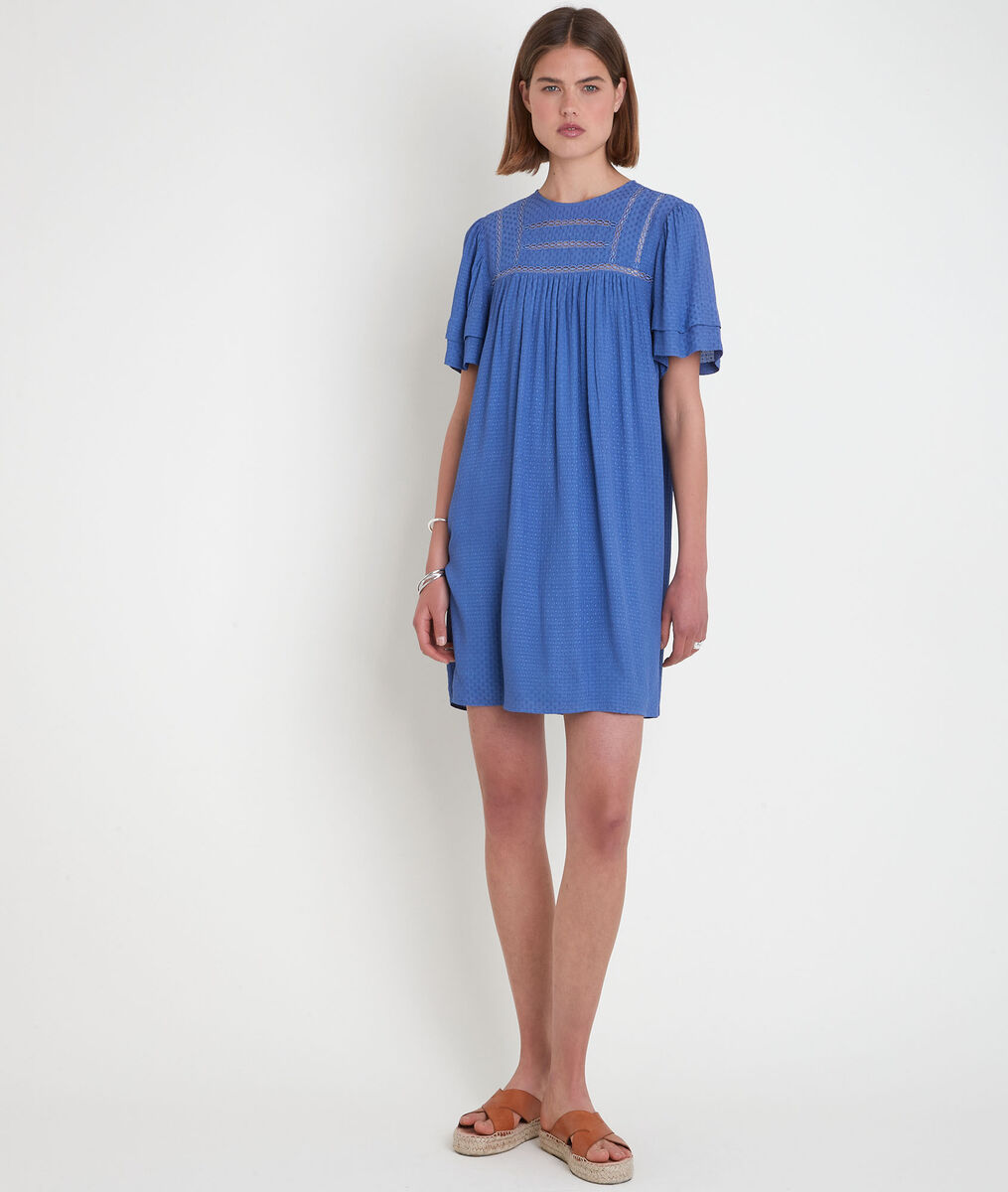 Robe ample avec dentelle bleue Sarah | 1-2-3 Robe ample avec dentelle bleue Sarah PhotoZ | 1-2-3