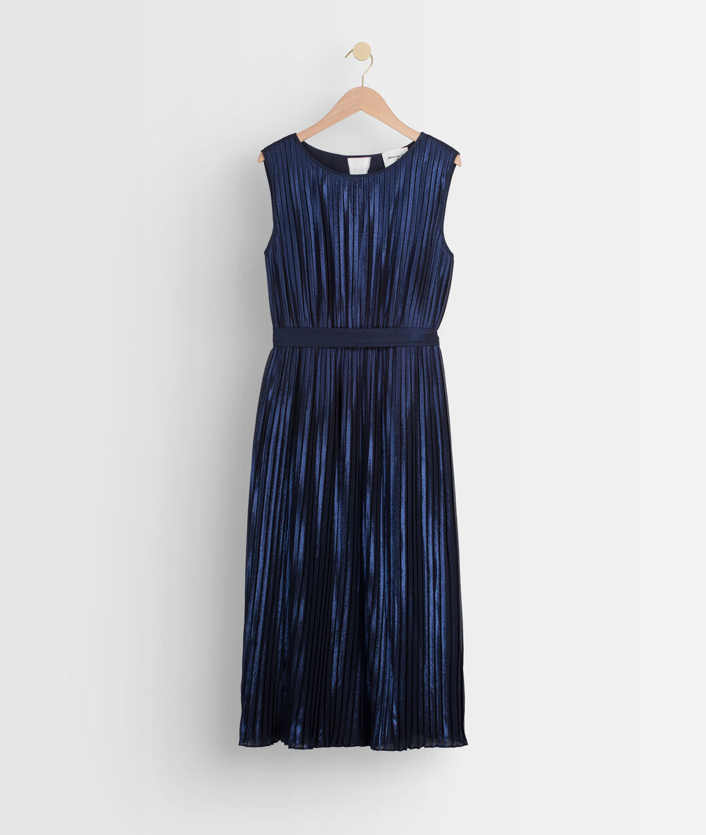Robe plissée marine irisée marlène marine.