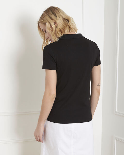 Schwarzes t-shirt mit polokragen prudence schwarz.