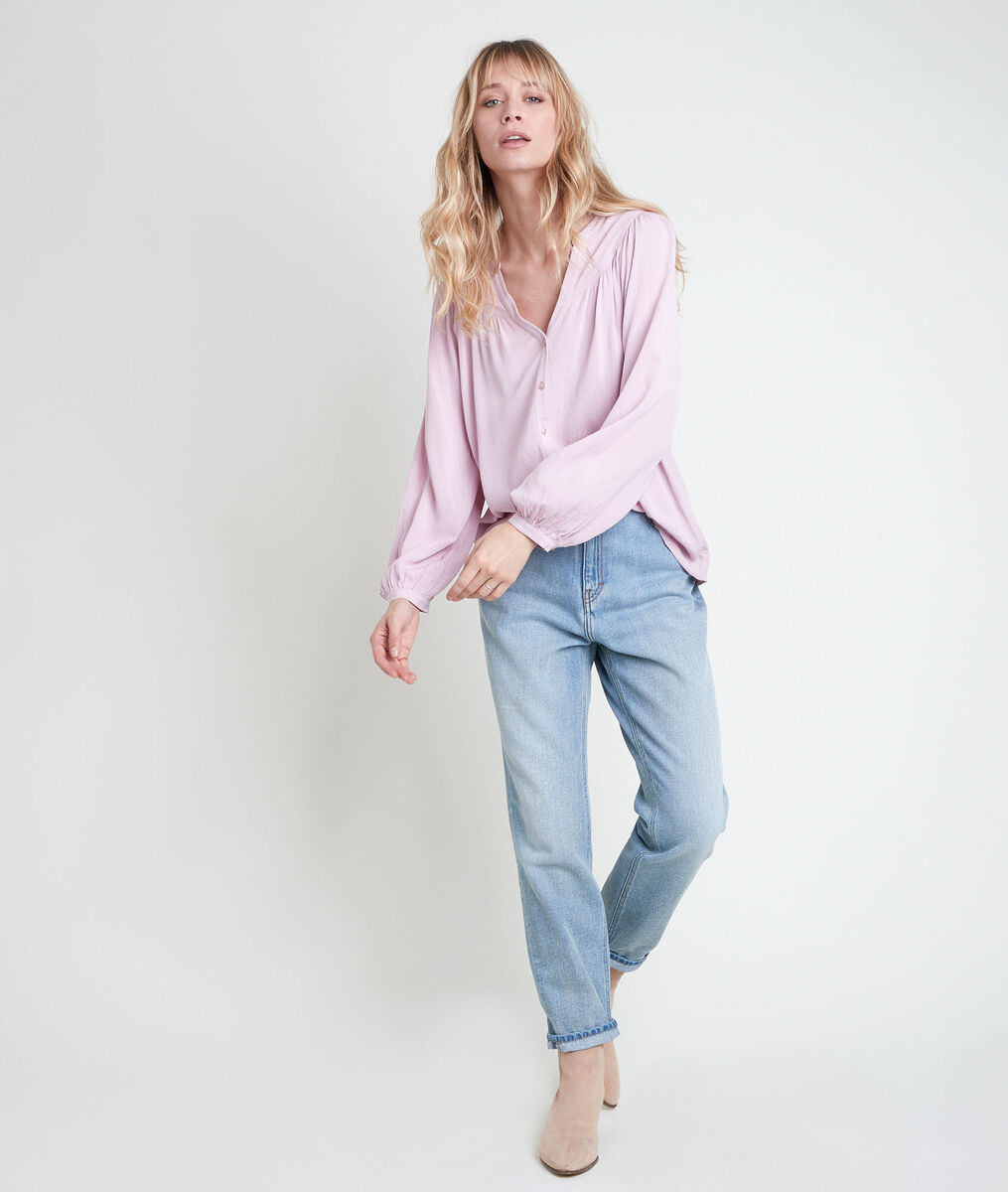Blouse mauve lurex Timeo | 1-2-3 Blouse mauve lurex Timeo PhotoZ | 1-2-3