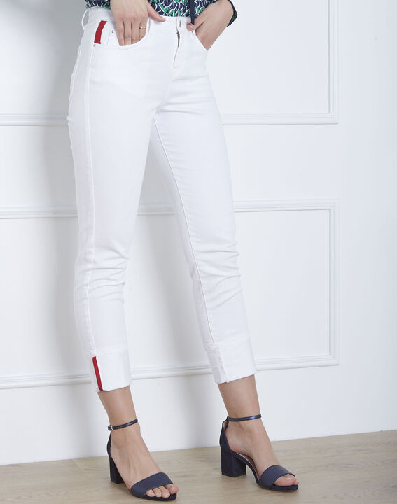 Jean blanc détail gros grain et revers Cassie | 1-2-3 Jean blanc détail gros grain et revers Cassie PhotoZ | 1-2-3