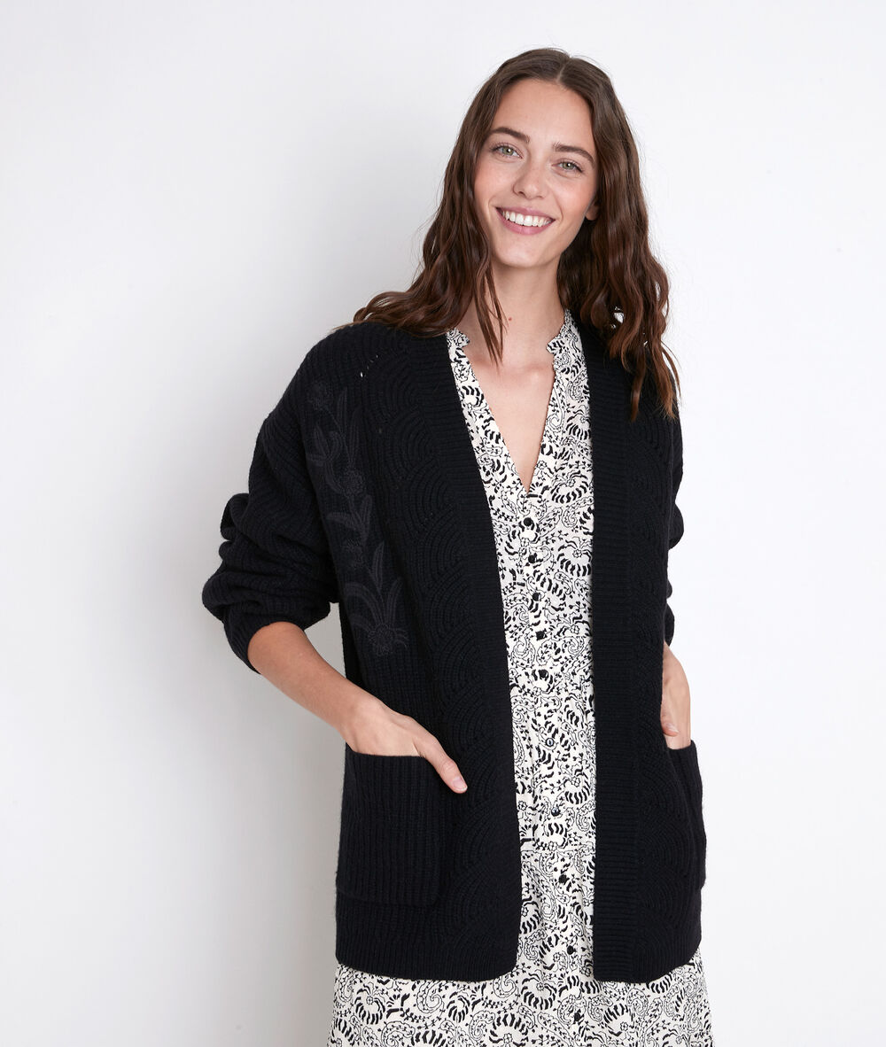 Gilet noir en laine m&eacute;lang&eacute;e alexy noir.