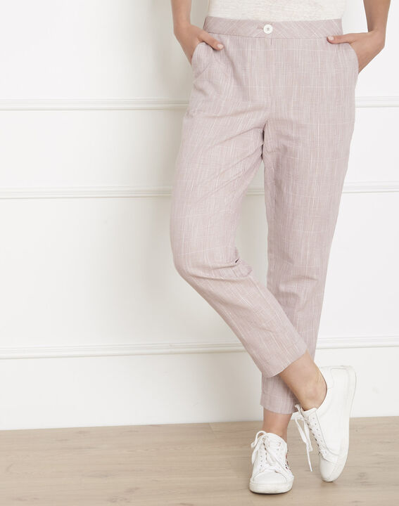 Pantalon rose imprimé prince de Galles Ginger | 1-2-3 Pantalon rose imprimé prince de Galles Ginger PhotoZ | 1-2-3