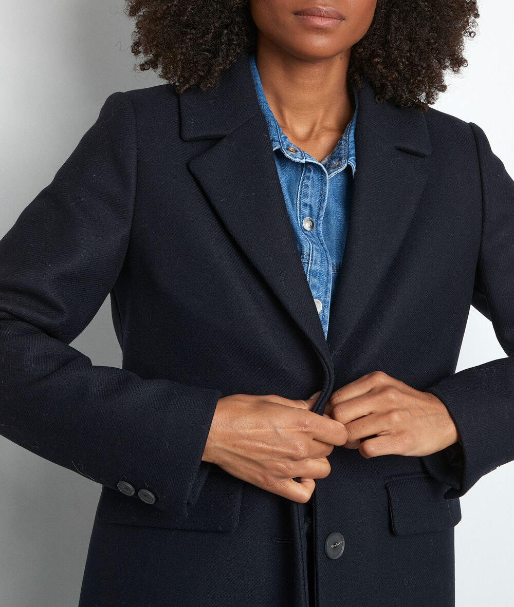 Manteau droit bleu marine loulou marine.