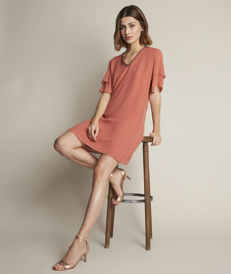 Robe rose en soie astrid rose pale.