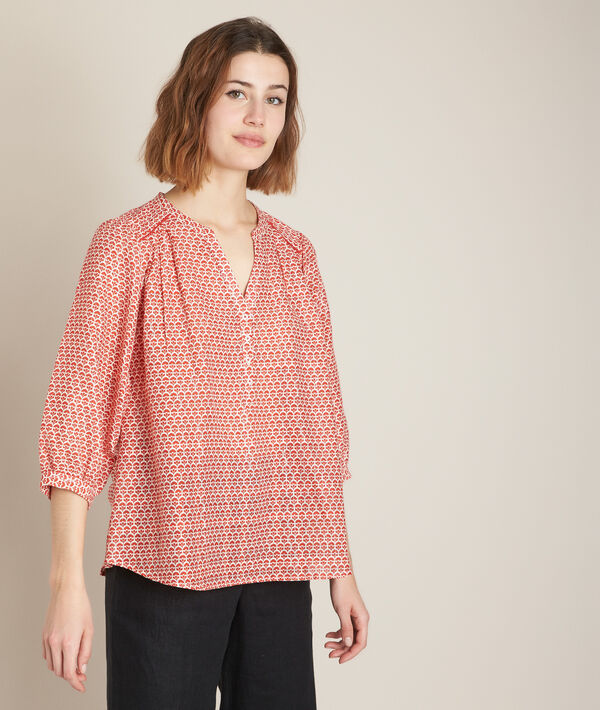 Blouse imprimée rouge Elvire | 1-2-3 Blouse imprimée rouge Elvire PhotoZ | 1-2-3