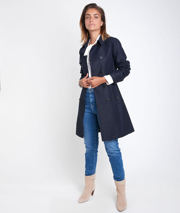 Trench en lin et coton marine Sadao | 1-2-3 Trench en lin et coton marine Sadao PhotoZ | 1-2-3