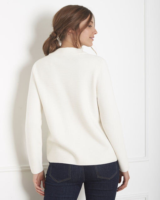 Pull écru maille fine col montant belize ecru.