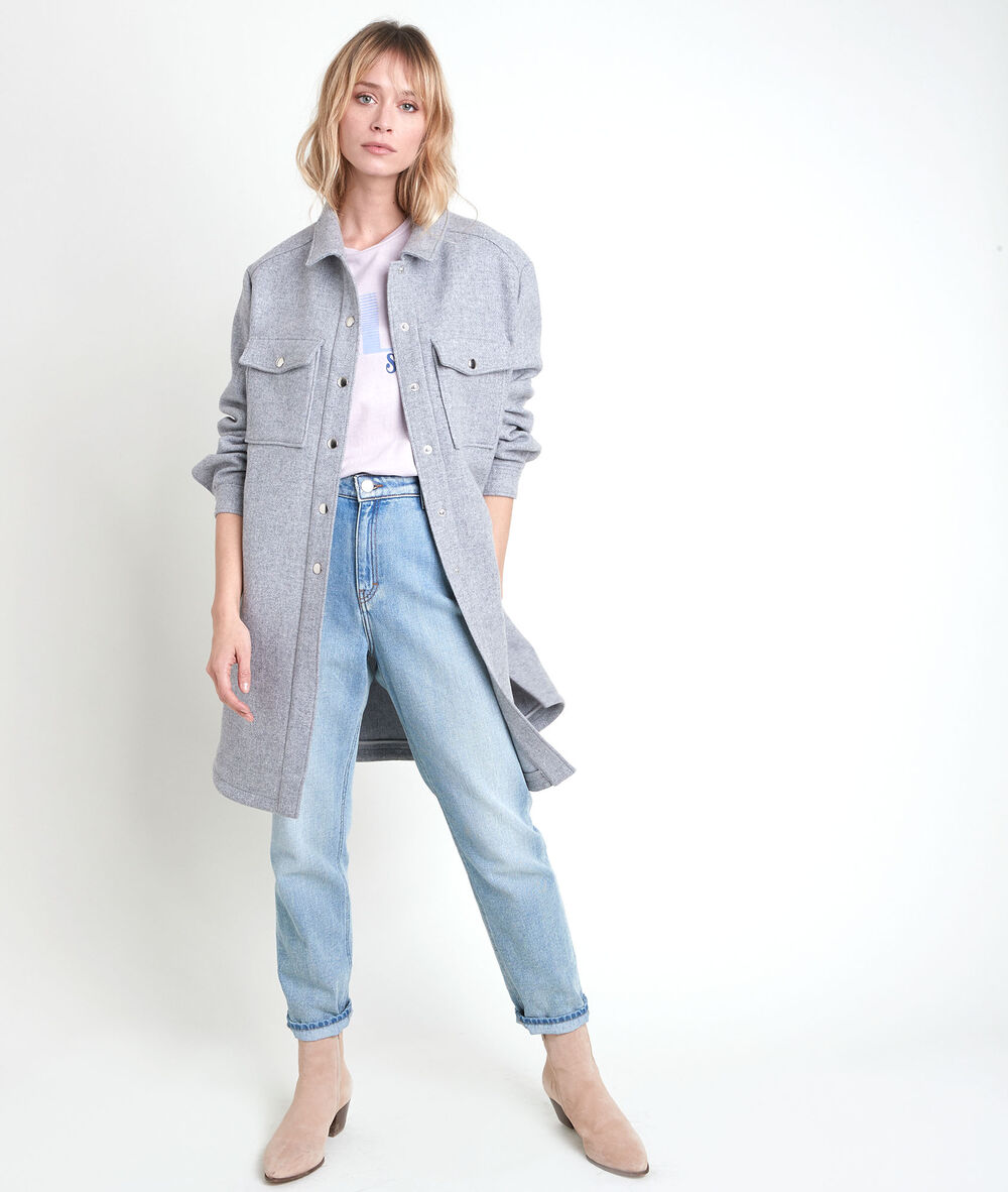 Surchemise en laine fantaisie jenny gris chine.