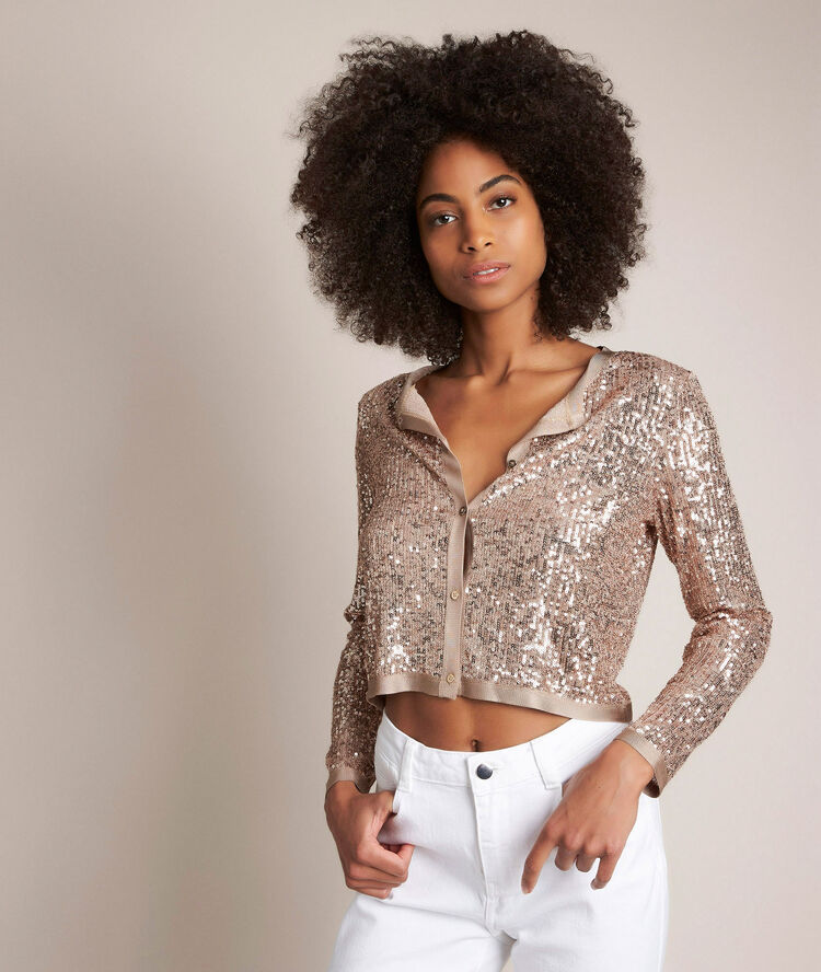 Gilet court sequins rock buvard.