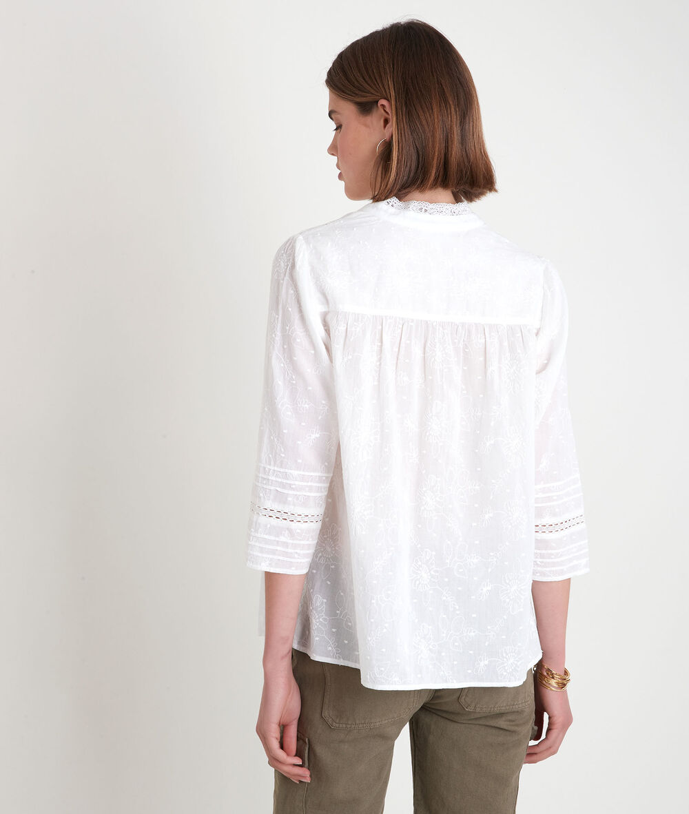 Blouse brodée en coton blanc aicha ecru.