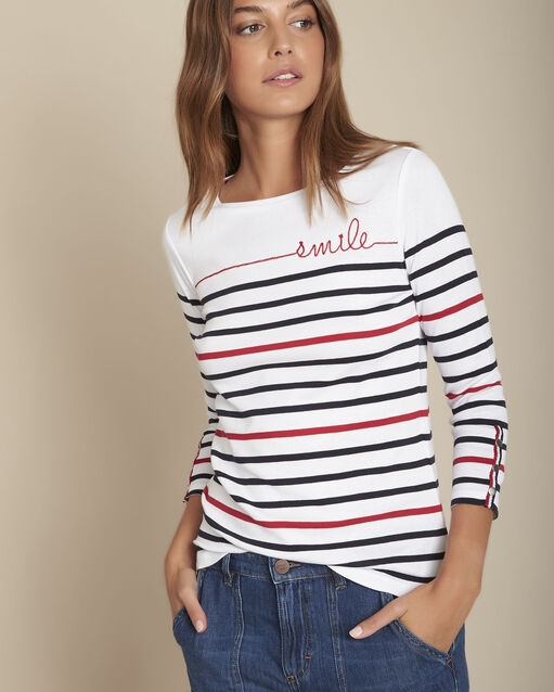 Tee-shirt marini&egrave;re chance ecru.