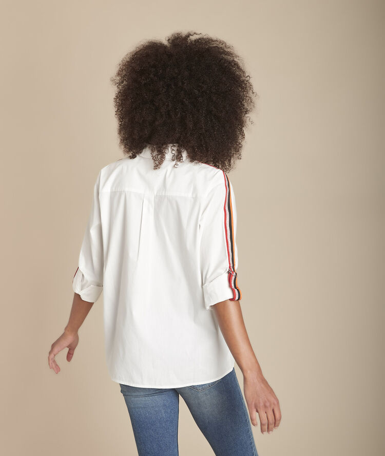 Witte blouse van popeline met contrasterende biezen mauranne blanc.