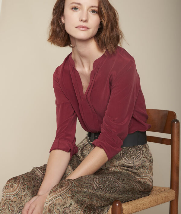 Merlotkleurige zijden blouse Manel | 1-2-3 Merlotkleurige zijden blouse Manel PhotoZ | 1-2-3