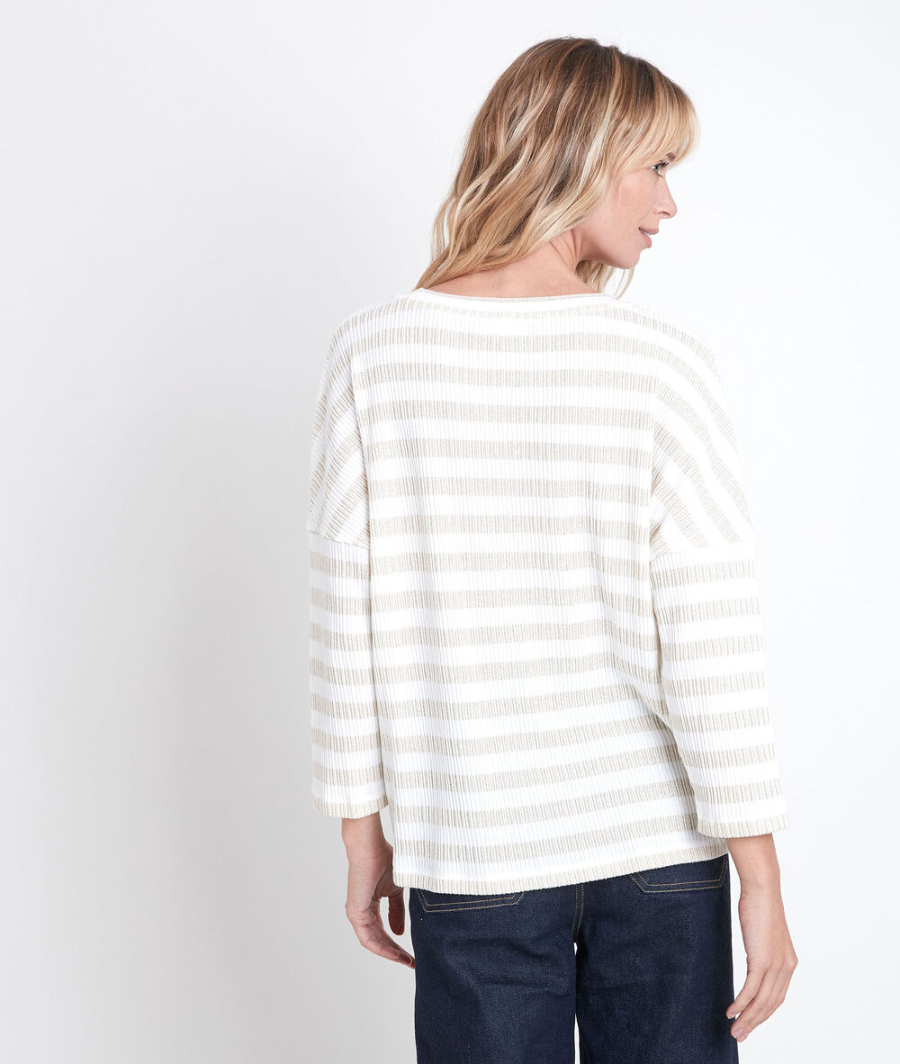 Top rayé lurex domino ecru.