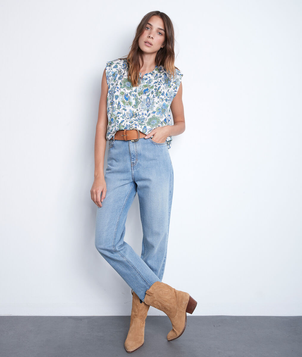 Blouse sans manche à épaulettes imprimée Tracy | 1-2-3 Blouse sans manche à épaulettes imprimée Tracy PhotoZ | 1-2-3