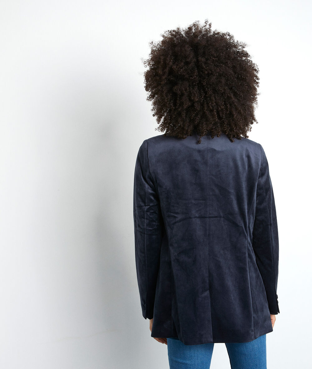L'iconique blazer florine en velours bleu marine marine.