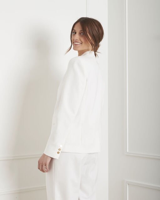 Veste blanche microfibre boutons dorés christie blanc casse.
