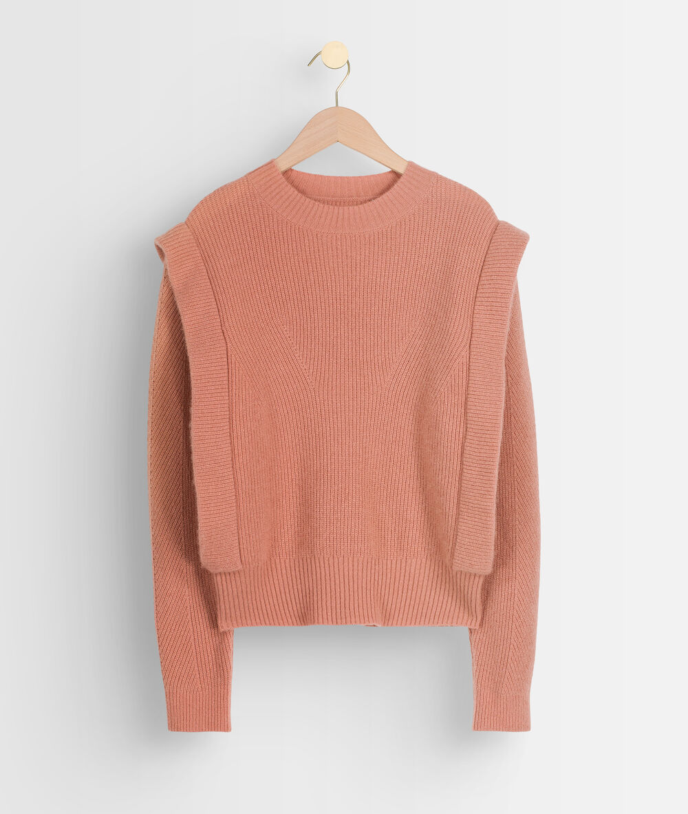 Pull à épaulettes en maille vieux rose tina blush.