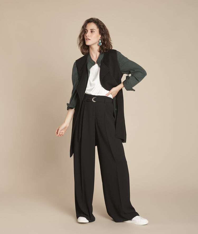 Zwart vest van gemengd wol tahira noir.