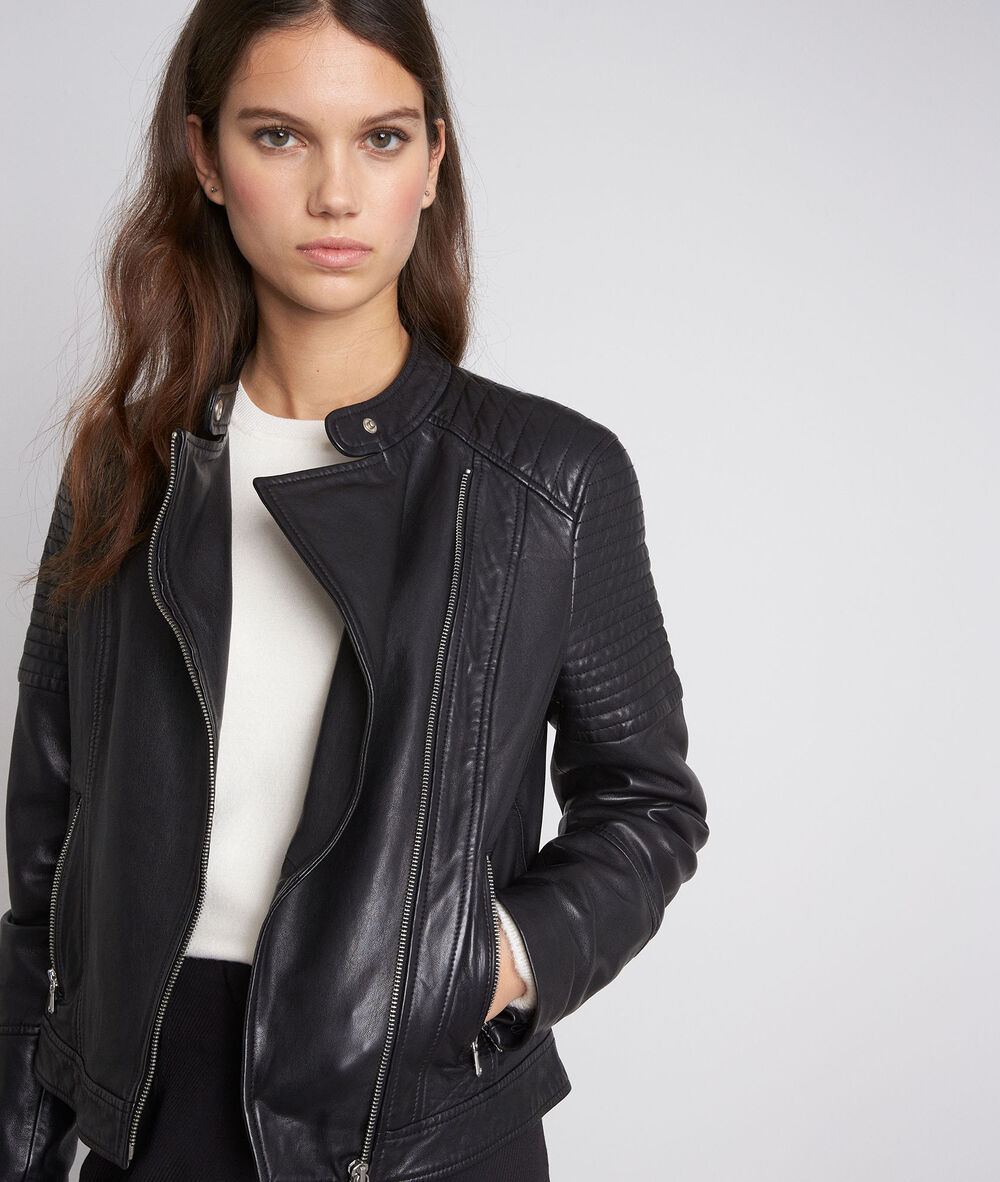 Blouson de motard en cuir noir ridley noir.