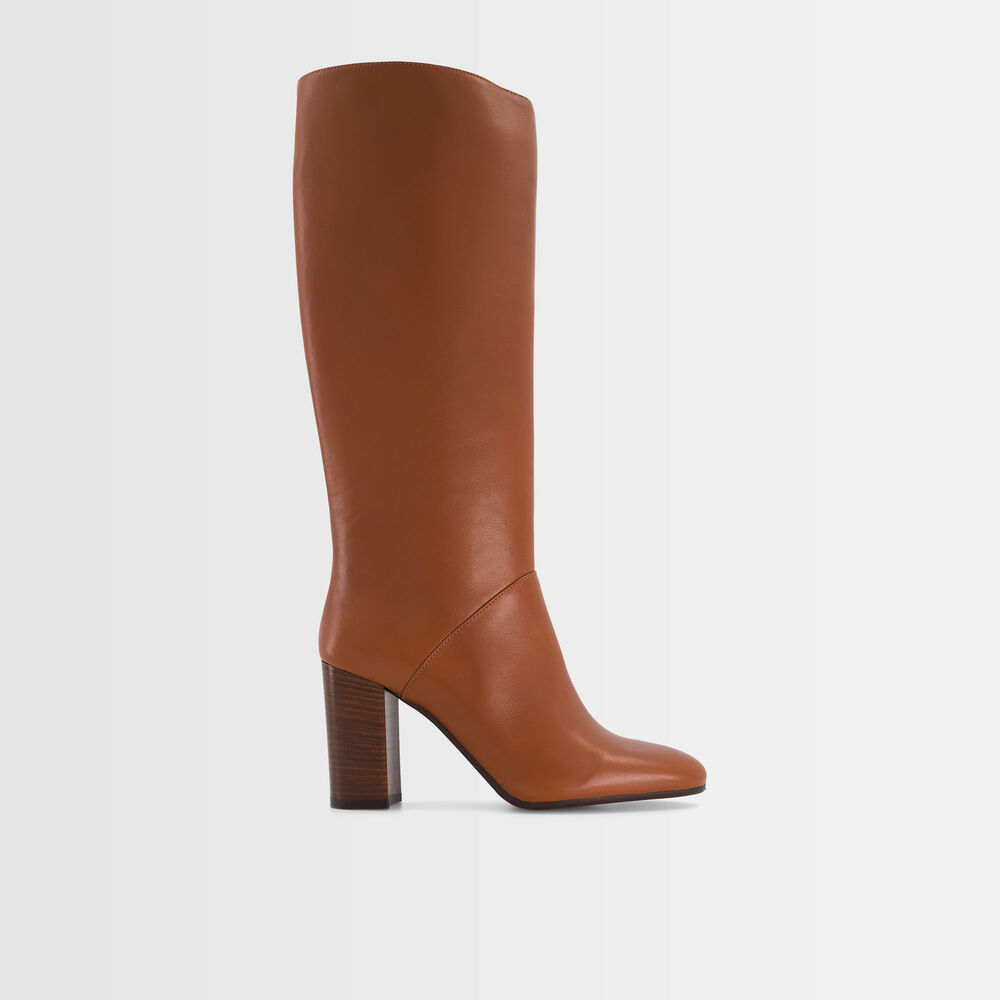 Bottes hautes en cuir camel velia camel clair.