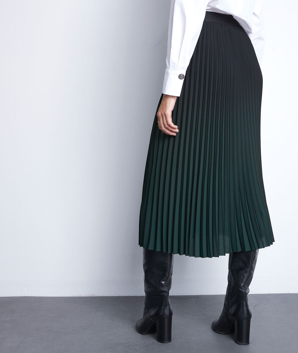 Jupe midi plissée tie & dye vert sapin fatel cypres.