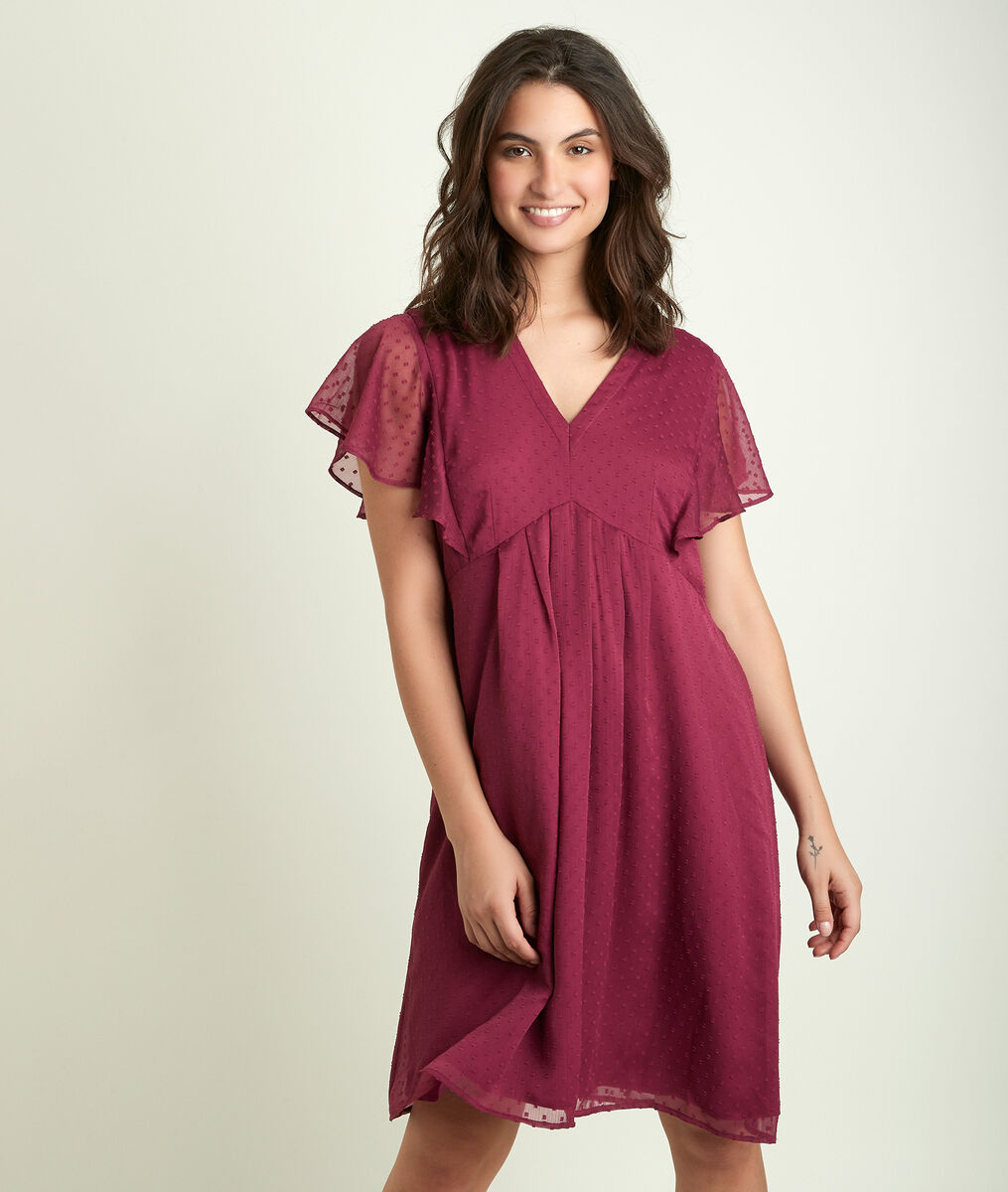 Robe grenat plumetis Calissa | 1-2-3 Robe grenat plumetis Calissa PhotoZ | 1-2-3