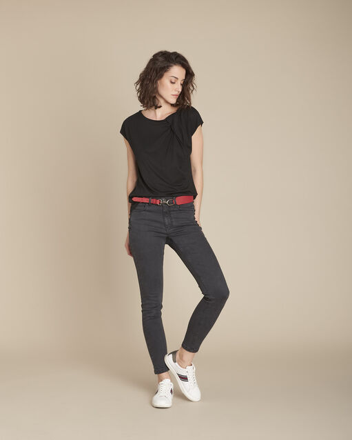 Tee-shirt noir drapé caline noir.
