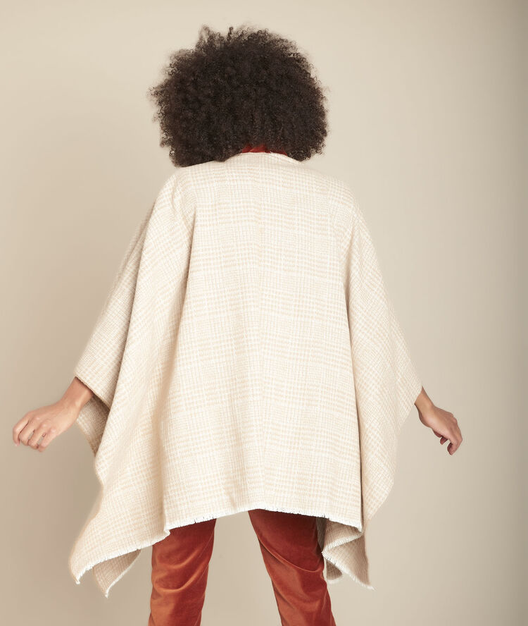 Poncho beige imprimé germinal ficelle.