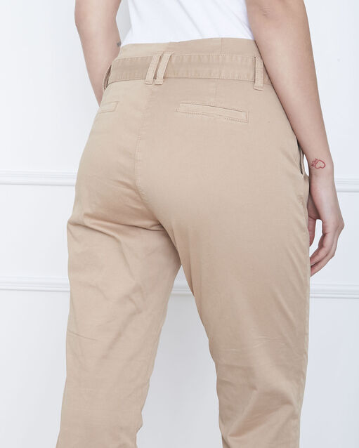 Pantalon beige chino ceinturée clovis camel.
