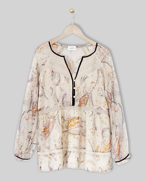 Blouse imprimé fleuri milo ecru.